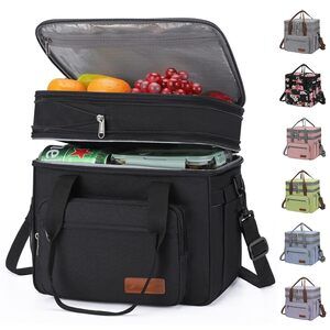 Lunch Box, 23L Insulated Lunch Bag, Expandable Double Deck Cooler Bag